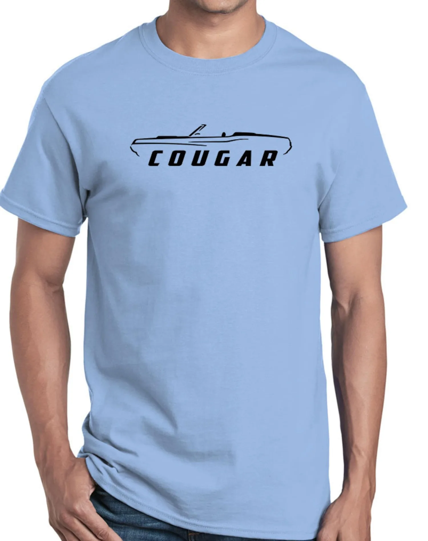 

515@EY 1969 1970 Mercury Cougar Convertible Classic Outline Design Tshirt Men's and Women's Short-Sleeved Car Lovers T-shirt wit