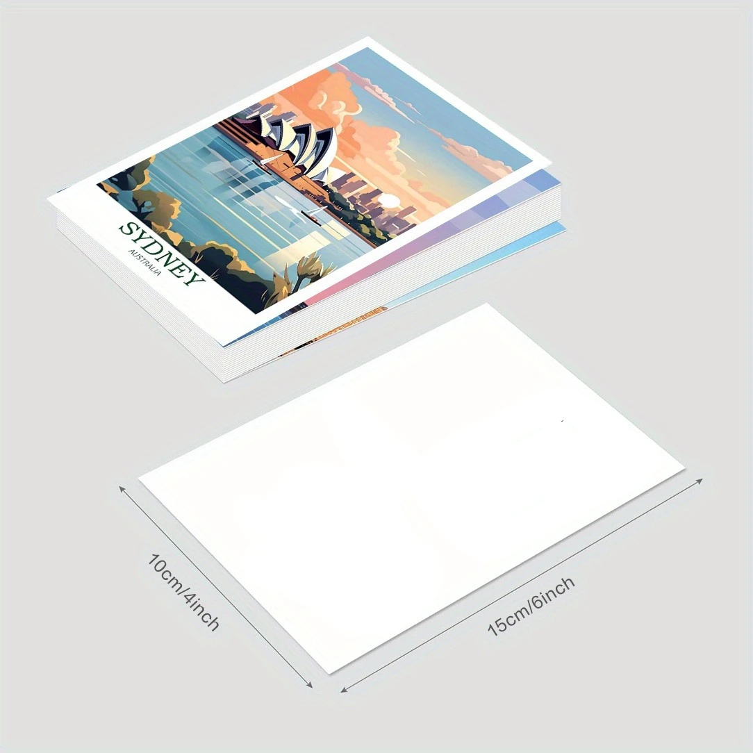 24pcs Retro World Landmark Postcard Set, Suitable for Wall Art Wandering Tour Decoration, Travel Souvenir Collection Cards