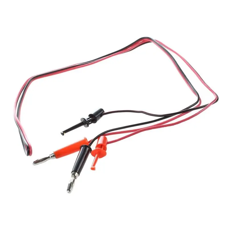 1Pair RED BLACK 4mm Test Hook Clip to Straight Banana Plug Connector Lead Cable 1M 3A