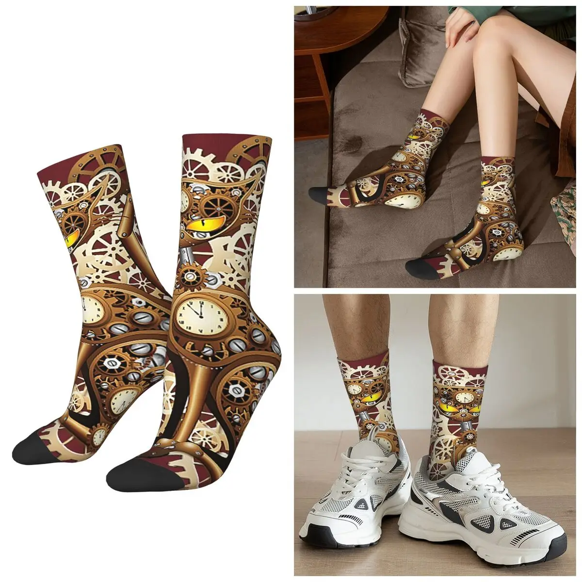 

All Seasons Steampunk Style Metal Cat Socks Harajuku Crew Socks Funny Stockings for Men Women Valentine's Day Gifts