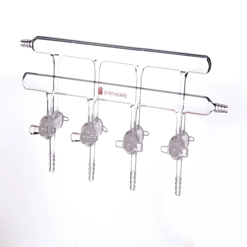 

SYNTHWARE Vacuum gas distributor with double row pipes, Solid plug, MANIFOLD, HIGH VACUUM SOLID GLASS STOPCOCKS, M24