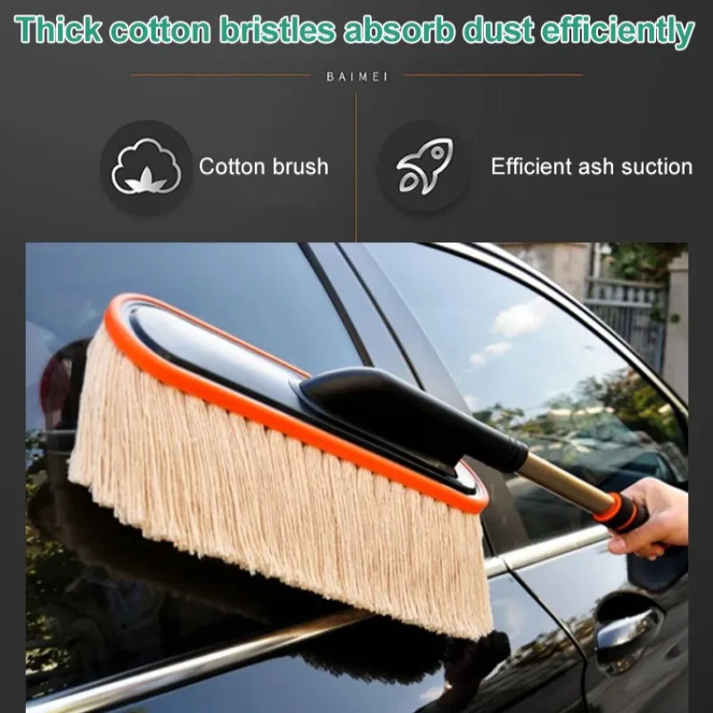 Retractable Car Paint Protection Wax Brush Durable Car Mop Multifunctional Duster Sweeping Dust Wax Mop Car Wash Tool Brush