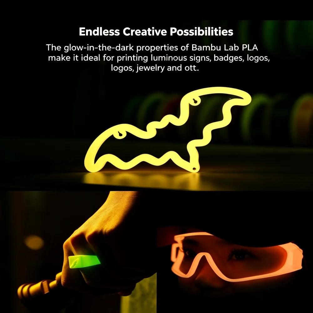 Bambu Lab original PLA Luminous 3D Printer Filament Translucent High Toughness Eco-Friendly Easy to Print RFID-Enabled 1kg