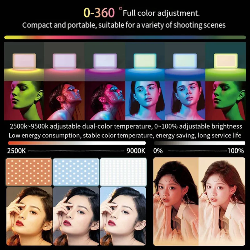 RGB LED Phone Selfie Light 3000Mah Battery Rechargeable Video Fill Light RGB Video Fill Light LED Video Fill Light