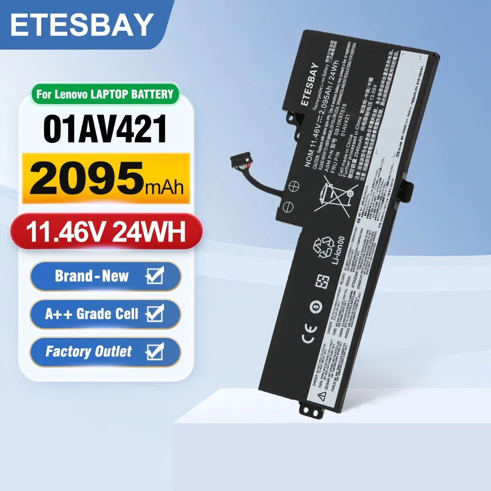 ETESBAY 01AV421 Laptop Battery For Lenovo ThinkPad T470 T480 A475 A485 TP25 01AV489 01AV419 01AV420 SB10K97576 2.10Ah 24WH 11.4V