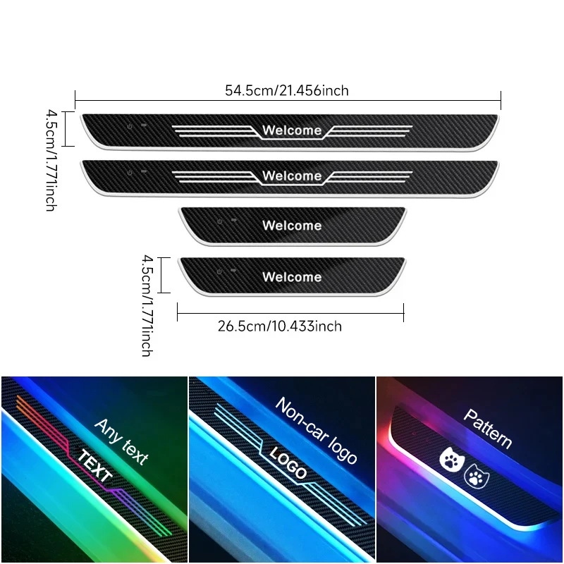 Customizable Led Interior Car Lights Personalized Auto Door Pedal Welcome Mood Light RGB multi-function Car Decor Accessories