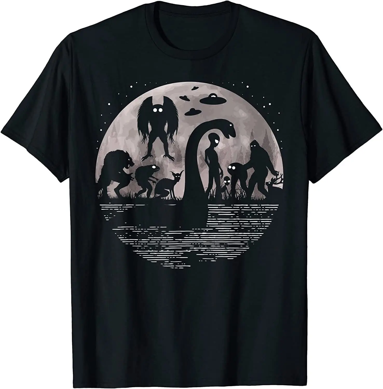 Men's Funny Cryptid T-Shirt - NEW! Bigfoot Loch Ness Monster Mothman Alien