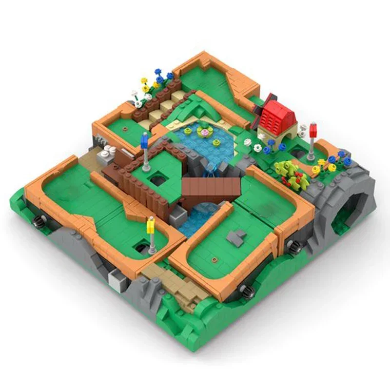 Urban Street View Moc Bouwstenen Werkende Mini Golfbaan Model Technologie Modulaire Blokken Bouw DIY Montage Speelgoed