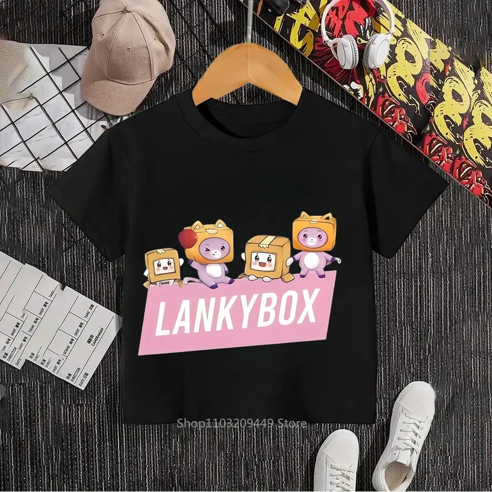 Le stampe giocattolo di tendenza adornano le magliette Lankybox crea stili alla moda e Casual per le ragazze dei ragazzi per rassodare le strade