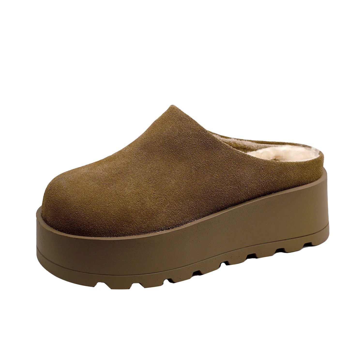 

Winter Children's Girls Fashion Thick-Soled Fuzzy One-Step Slip-On Head-Covered Half-Slippers Big Kids Princess Warm Slippers
