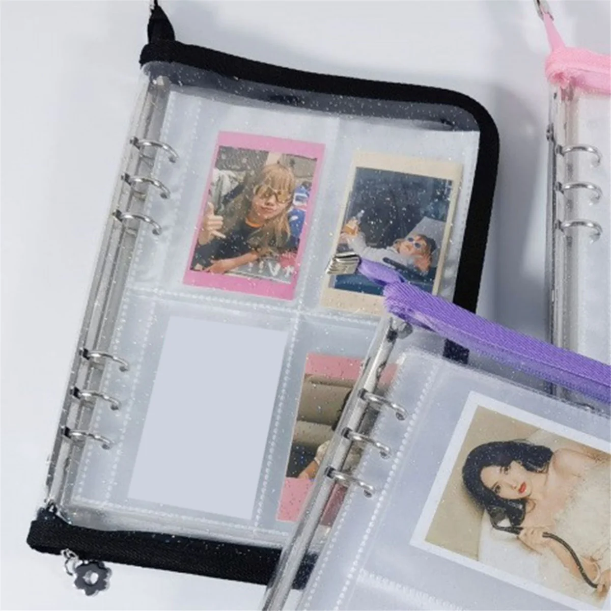 Mini carpeta de álbum con cremallera A71Z, tarjetero para fotos, álbum de colección de tarjetas fotográficas