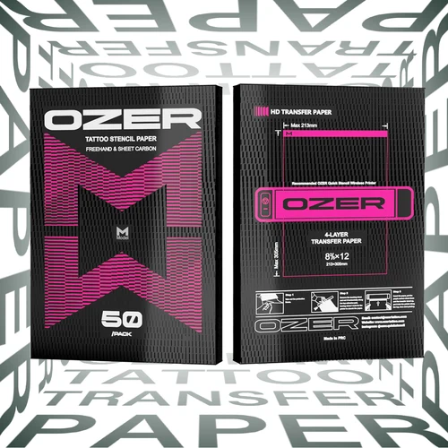 OZER 50/100 piezas de papel de transferencia de tatuaje de calidad superior tamaño A4 papel de plantilla de fotocopiadora térmica de mano libre para artistas de tatuajes