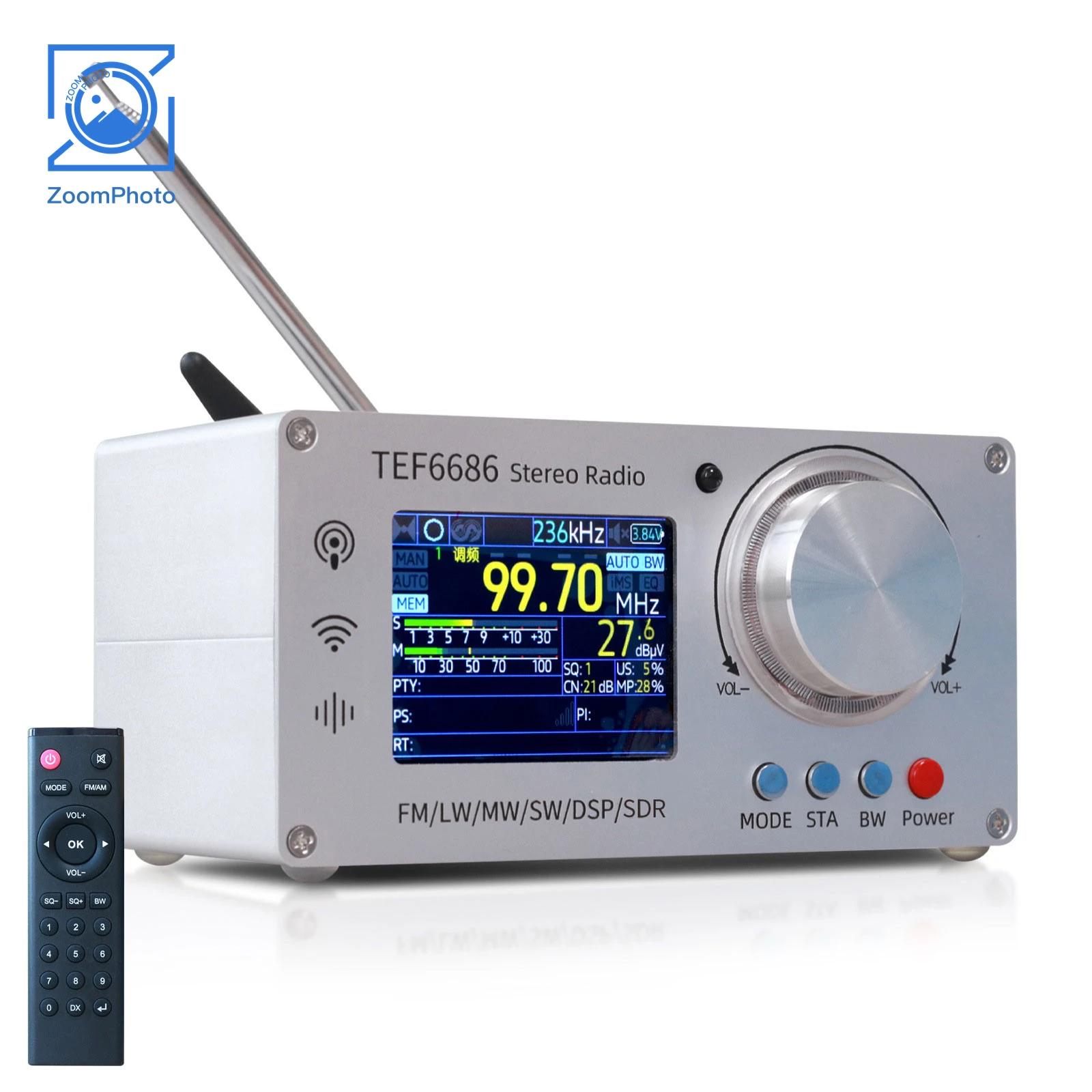 TEF6686 65-108MHz Portable Stereo Radio Receiver Digital High Sensitivity Full Band FM AM SW MW LW DSP Receiver