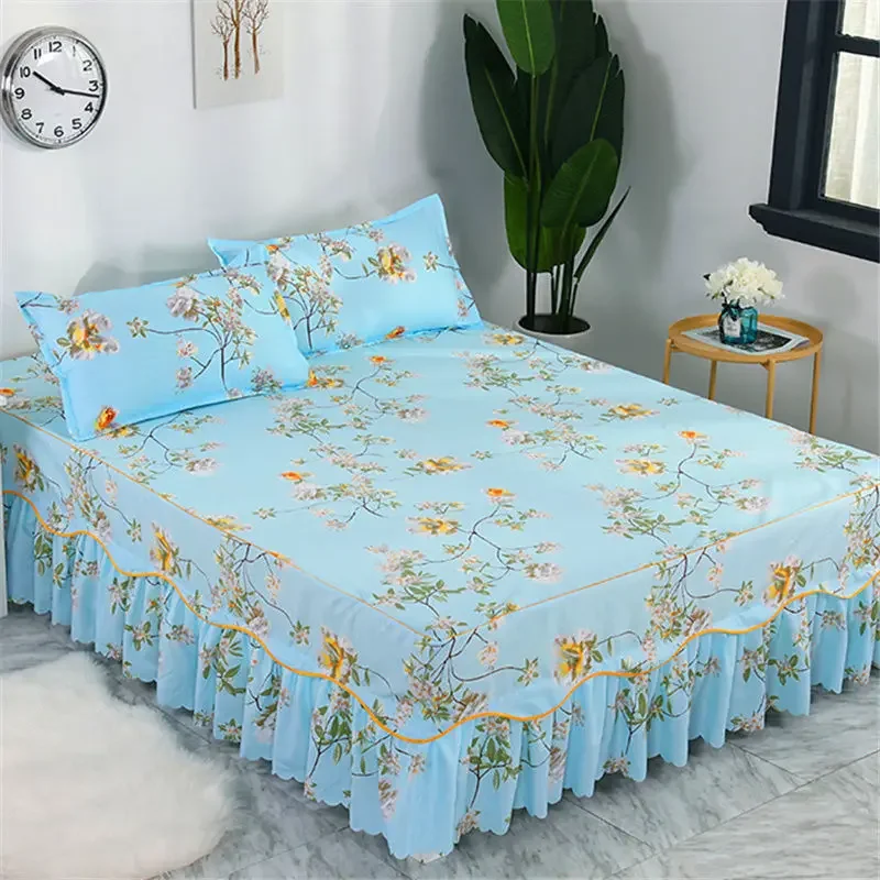 Cotton Quilted Bed Skirt King Size Mattress Protective Cover Double Thickened Non Slip Breathable Laminated Cotton Luxury Sheets