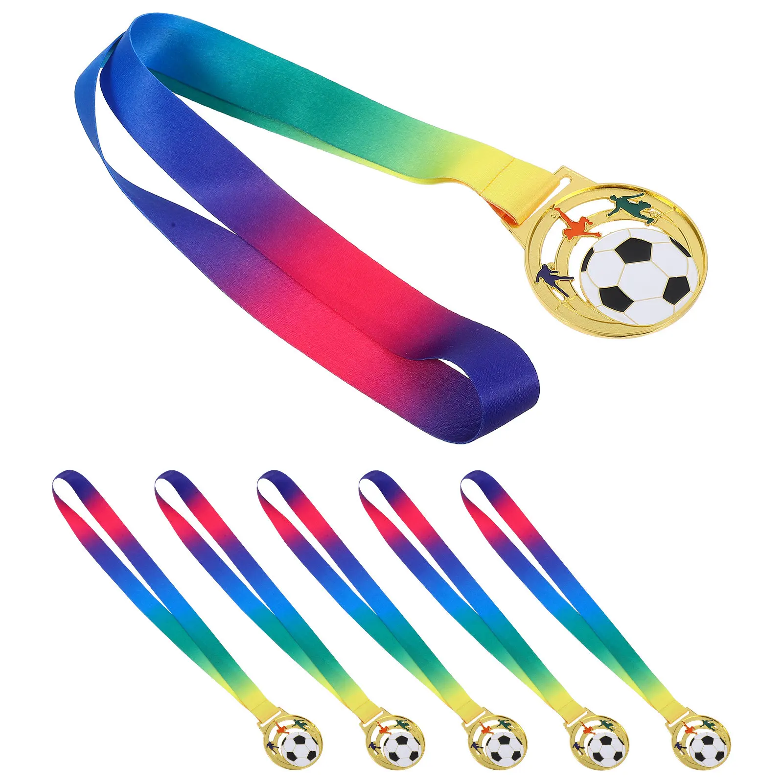6Pcs 's Soccer Medals Hollow-Out Design Zinc Alloy Sports Medals for Award Ceremonies Play Day Party Game Prizes