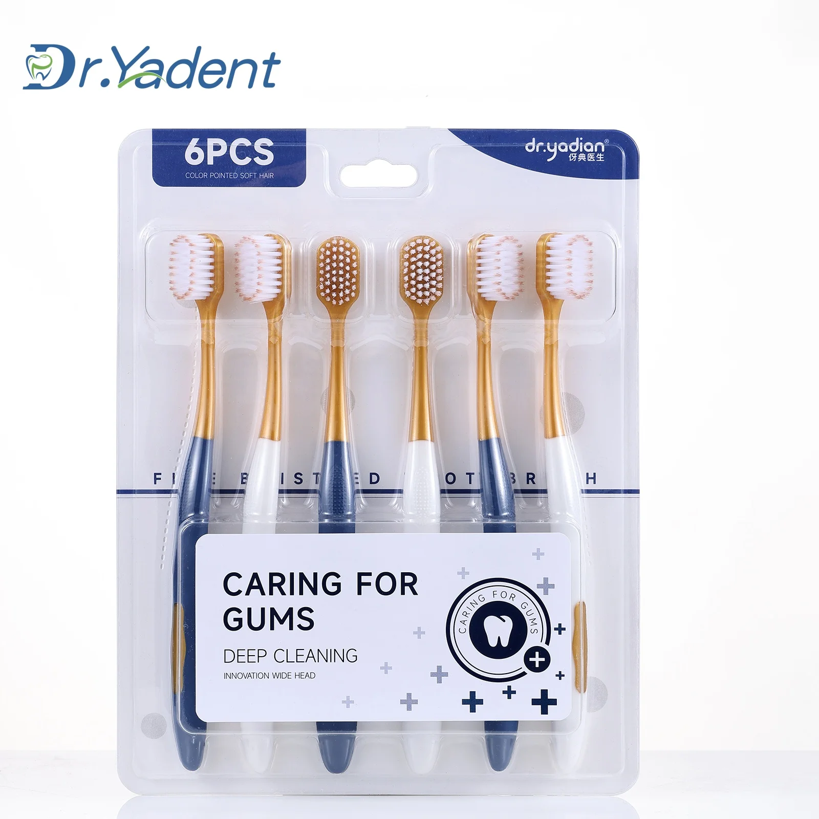 

Dr.Yadent's Soft Bristles Toothbrush Only for Sensitive Gum, Innovative Deep Clean Technique, Family-Value Pack with 6 pcs