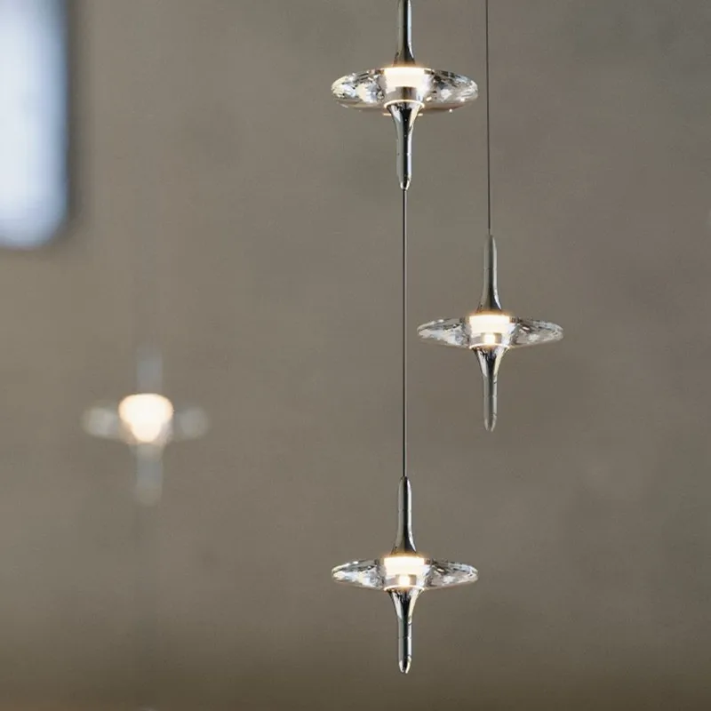 

Light Luxury Designer Style Crystal Pendant Lamp Corridors Entrances Hall Bedside Atmosphere Sense Star LED Bedrooms Chandelier