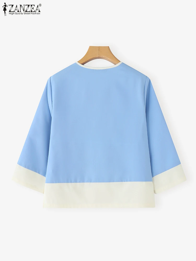 ZANZEA Women Summer Fashion 2025 Vintage Printed Blouse Shirts Half Sleeve Casual Loose Tops Tunic Buttons Loose Oversize Blusas