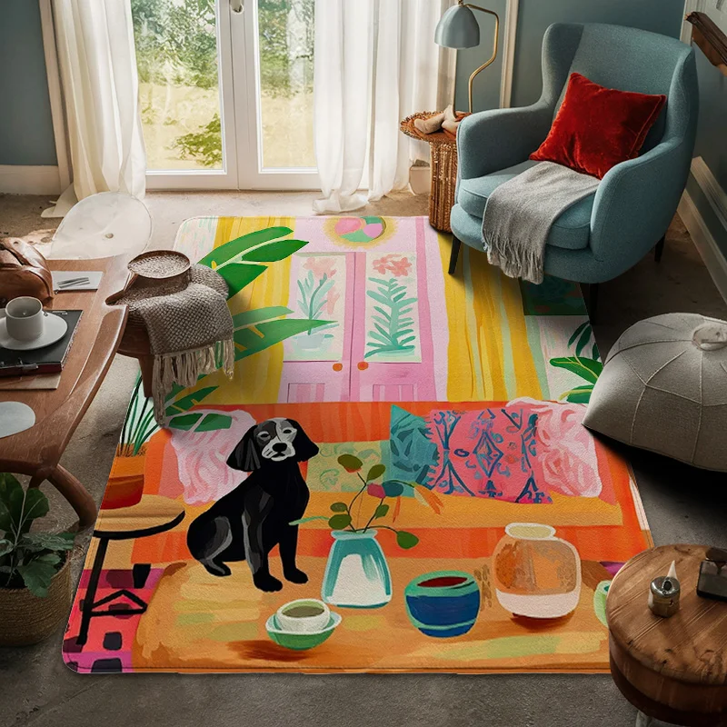 Home Dust Mat Morandi Color Large Floor Mat Abstract Art Figure Non-slip Cafe Living Room Dual-use  kitchen rug 80x120cm