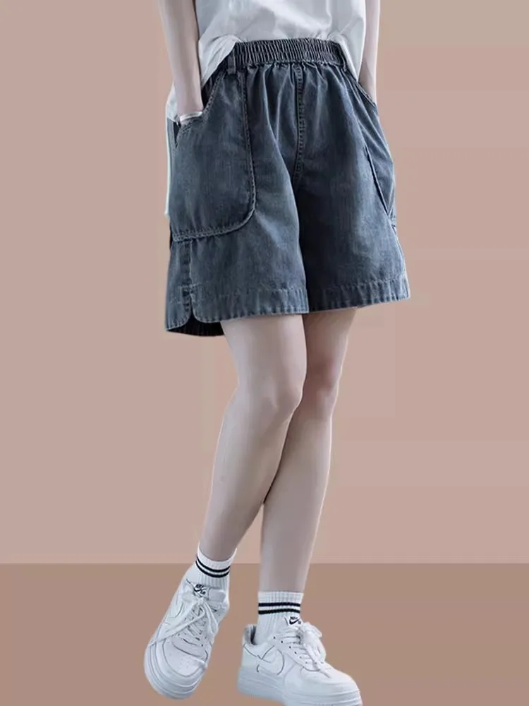 Shorts jeans vintage de cintura alta para mulher, estilo coreano, roupa estética, calça quente, calça curta, coisa barata, 2023