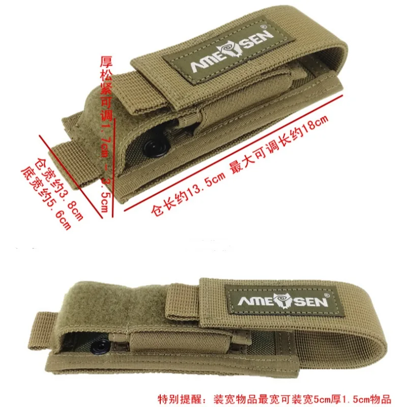 Adjustable Molle Outdoor Flashlight Pouch Single Scabbard Torch Holder Utility Camping Tool Key Knife Waist Bag