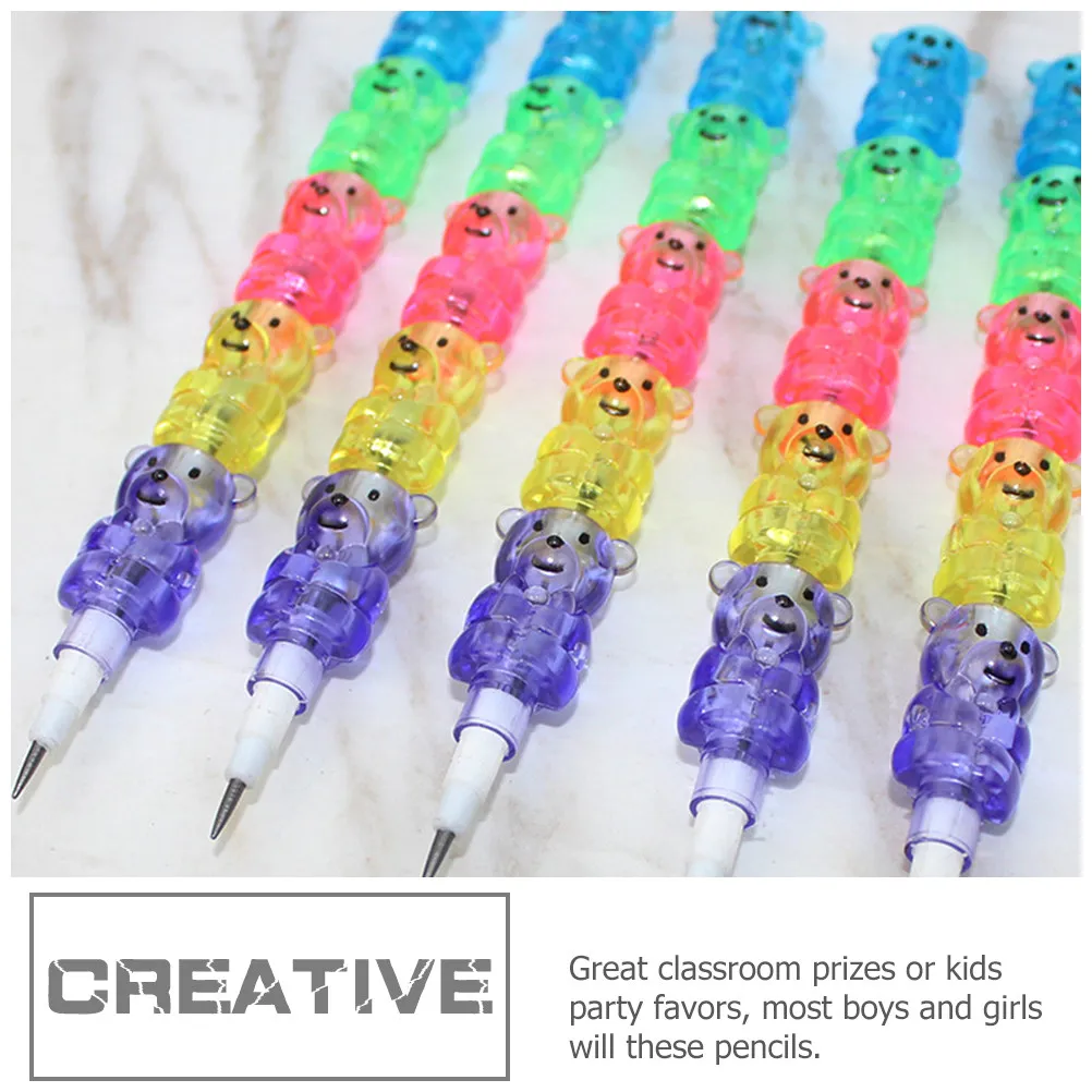 10Pcs Bear Shaped Stackable Pencils for Non Sharpening Smooth Writing Pencils Creative Stacking Design School Supplies