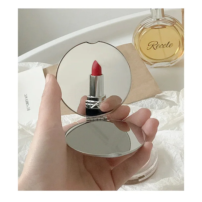 깨지지 않는 INS 양면 휴대용 거울, 플립 커버 휴대용 소형 화장 거울 (여성 여행 및 기숙사용)