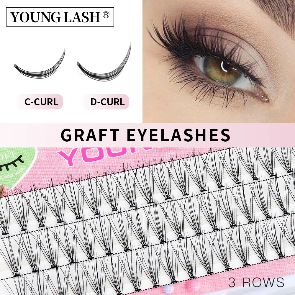 YOUNG LASH 10d Lashes 0.10 Diy False Eyelashes Clusters Natural Soft  Russian Volume Eyelashes Extensions Mix Length Wholesale