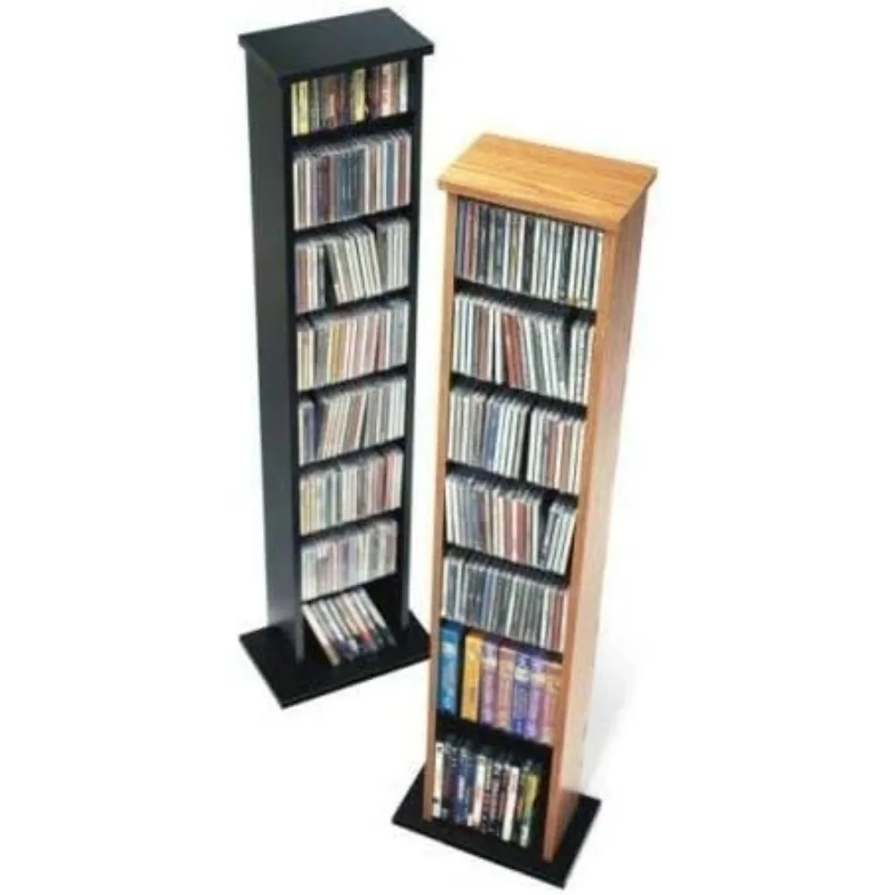 Black Slim Multimedia Storage Tower，Easy to assemble, versatile, and space saving，8.75"D x 13"W x 51"H