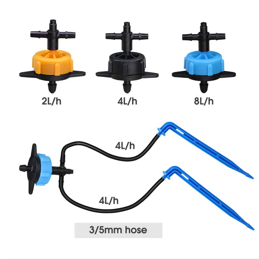 20M 2L 4L 8L 3/5mm Hose Drip Irrigation Kit 2Way Dropper Irrigation Kit for Garden Pot Plants Greenhouse Saving Watering System
