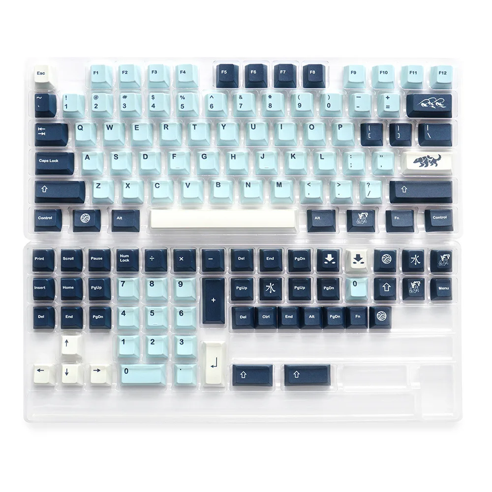 Keycap Blue 129 Keys Full PBT Sublimation Adapted Mechanical Keyboard Cap