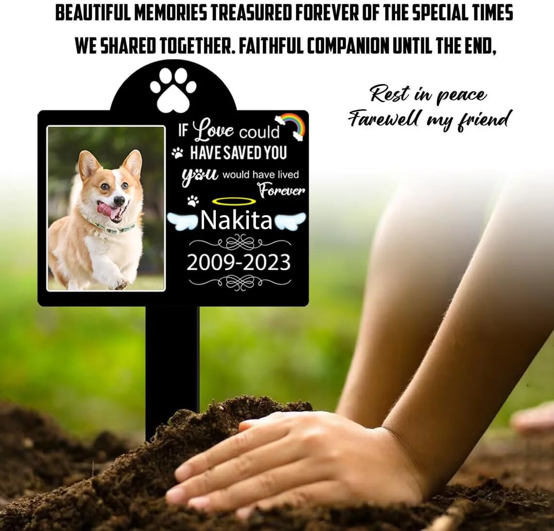 Personalized Pet Memorial Grave Markers Dog Photo Memorial Stake Outdoor Garden Grave Stake for Loss of Dog Pet Memorial Gift