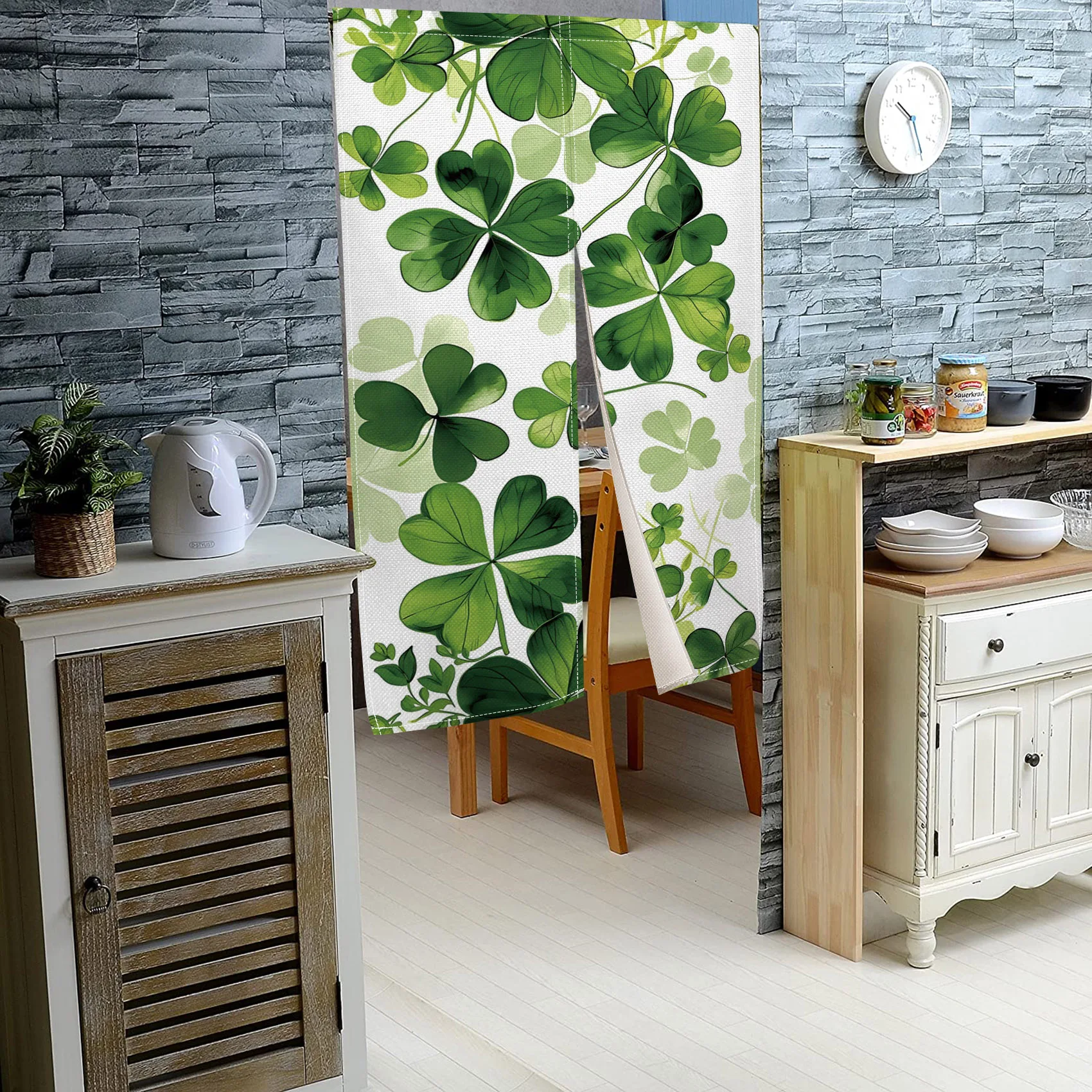 Japanese Door Curtain Plants Leaves Flowers Bedroom Kitchen Doorway Entrance Decor Hanging Curtain Semi-split Privacy Partition