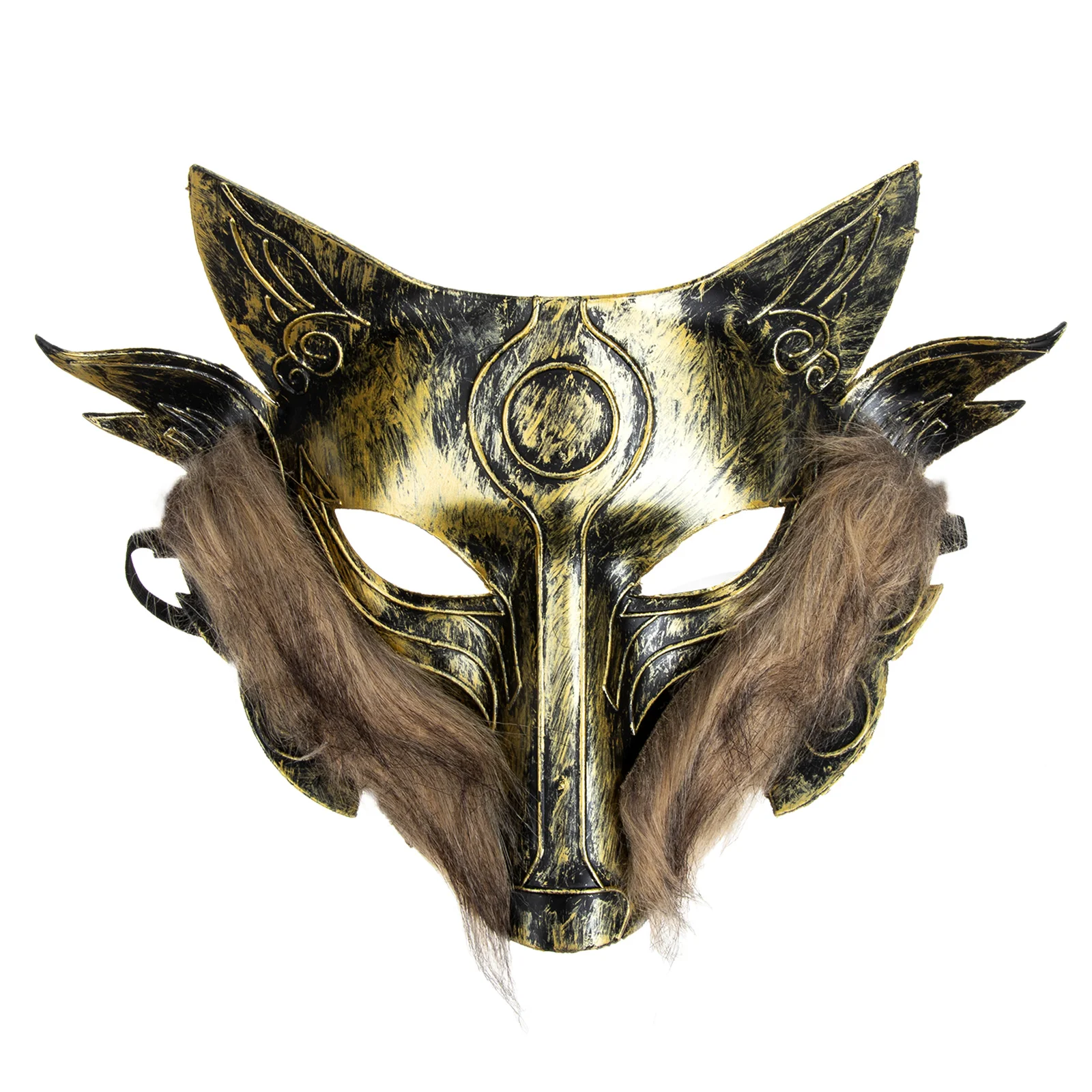 

2 Pcs Wolf Head Mask Design Party Cosplay Carnival Supplies Halloween Decorative Golden for Animal Child