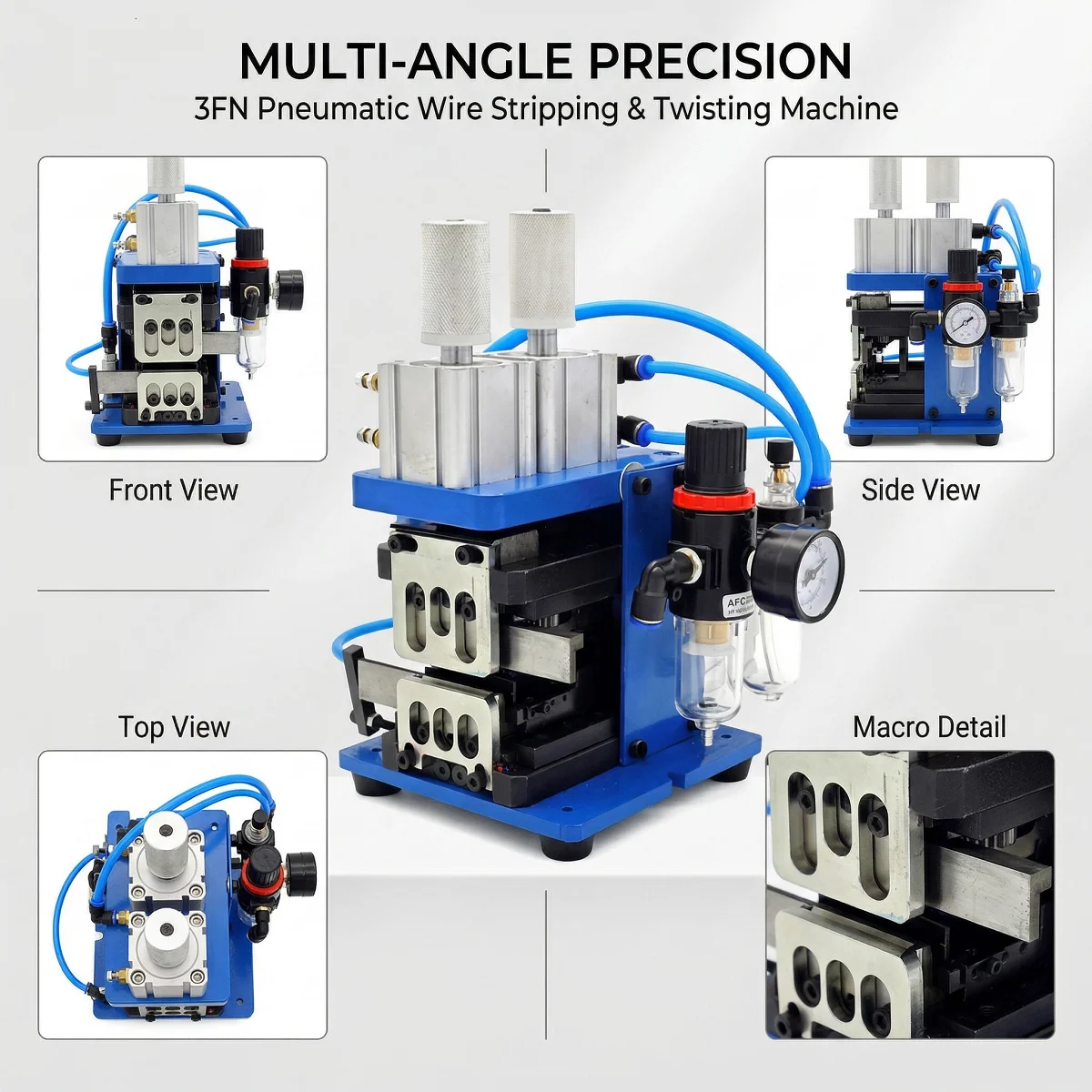 3FN Pneumatic Wire Stripping Twisting Machine For 0.1-0.75mm2 Electronic Cable Adjustable Speed 120pcs/min 4-7.5kg/cm2 Air