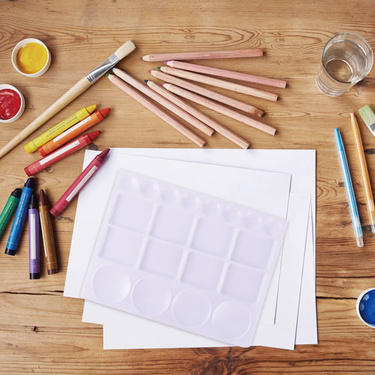 

White Palette Paint Tray for Watercolor Gouache Mixing Trays Square Supplies Portable Size Convenient Storage Art