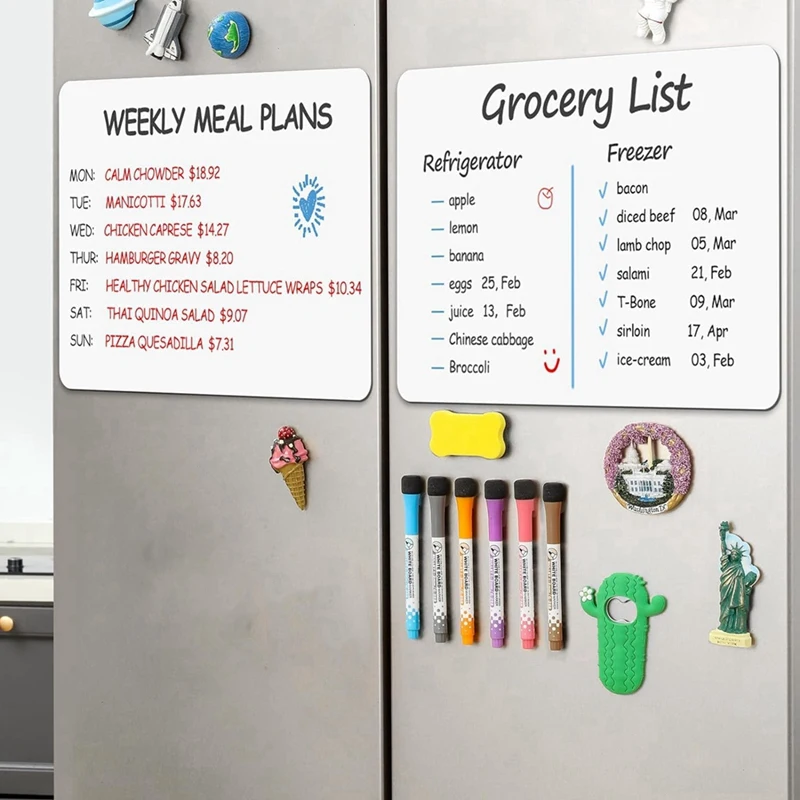 4 PCS Fridge, Wall Magnet Small Whiteboard Stain Resistant Technology, 12 X 8 Inches