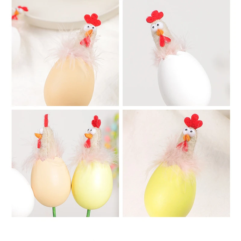 Artificial Easter Egg and Chicken Flower Bouquet DIY Spring Flower with Eggshell Easter Decor for Easter Party Fake Egg Twig 1PC