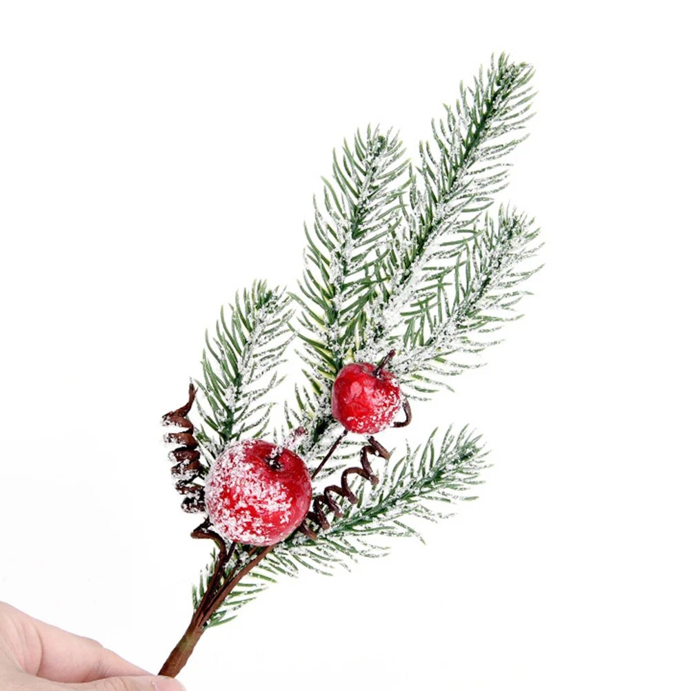 

2Pcs Red Fruit Christmas Cuttings Decorations Elegant White Branches Holiday Centerpiece Accents Christmas Tree Decor