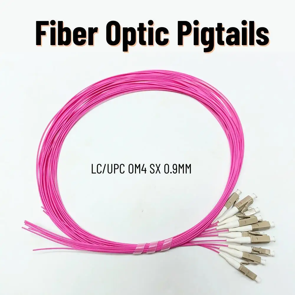 Optic Pigtail LC/UPC OM4 SX 0.9MM 1.5 Meter Length PVC MM Fiber Optical Pigtails LC UPC FTTH