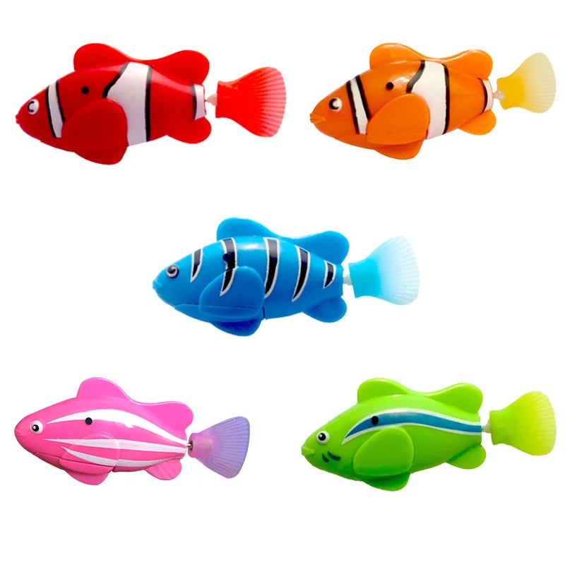 5 Pcs / Set Robot Electronic Fish Swim Toy Battery Included Robotic Pet for Kids Bath Toy Fishing Decorating Act Like Real Fish