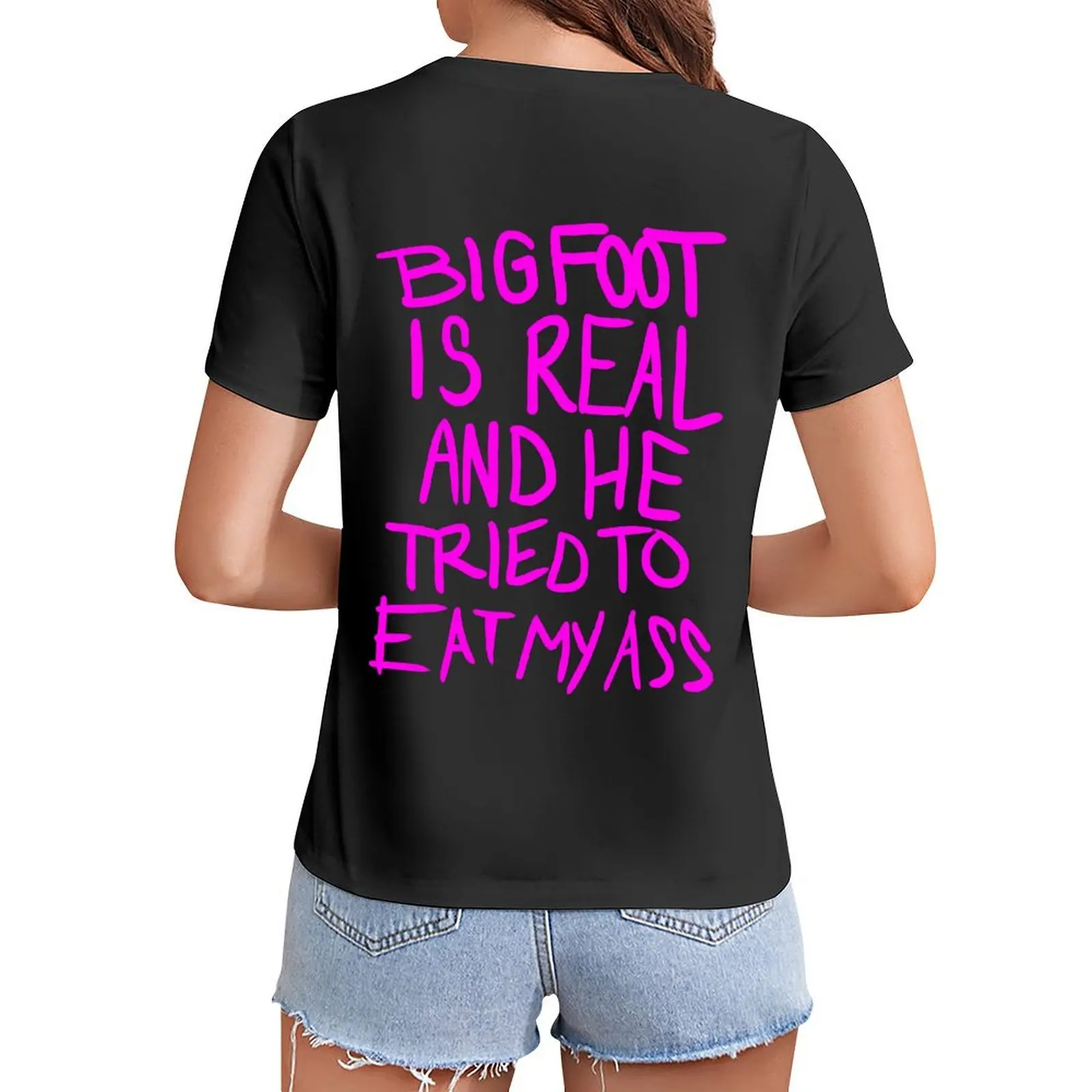 

Bigfoot is real T-Shirt anime clothes plain plus sizes white t shirts for Women