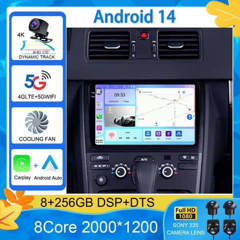볼보 XC90 C용 자동차 라디오, 2002 2014 멀티미디어 비디오 플레이어, 네비게이션 스테레오 GPS, 2din DVD 없음, 안드로이드 14