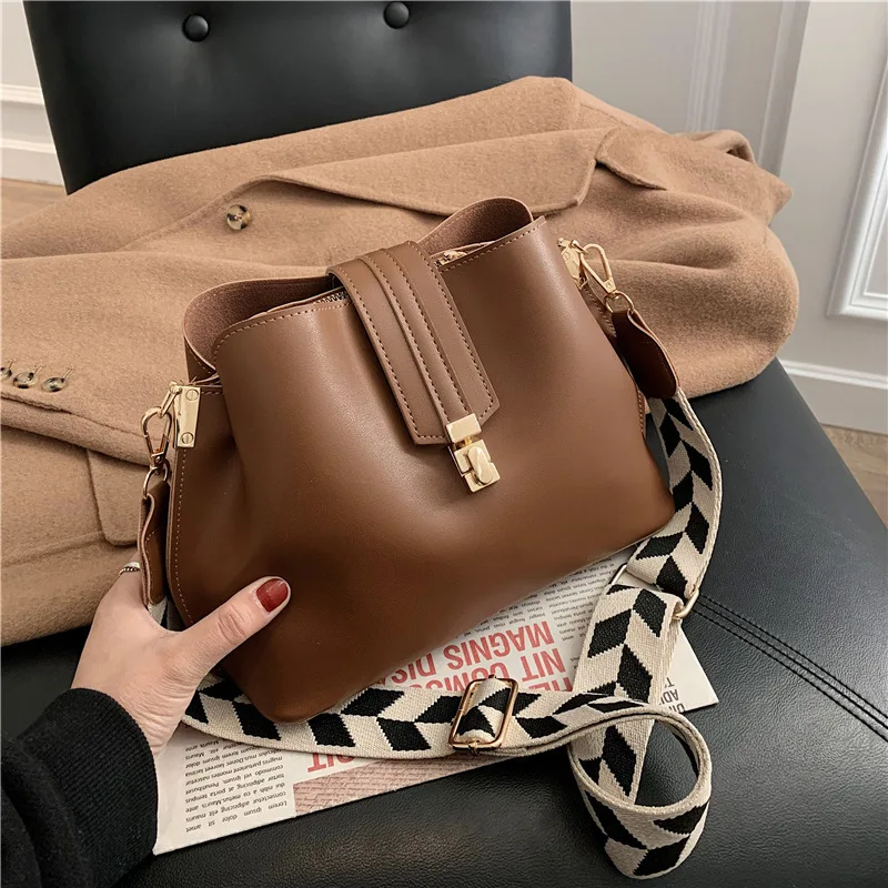 

Brand Design Bucket Shoulder Crossbody Bags for Women Handbag Purses 2022 New Soft PU Leather Clutches Ladies Messenger Bags