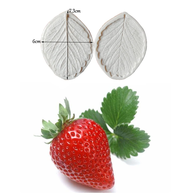 3D Strawberry Silicone Molds Flower Leaf Cupcake Topper Fondant Candy Clay Chocolate Gumpaste Moulds Earring Tools M2108