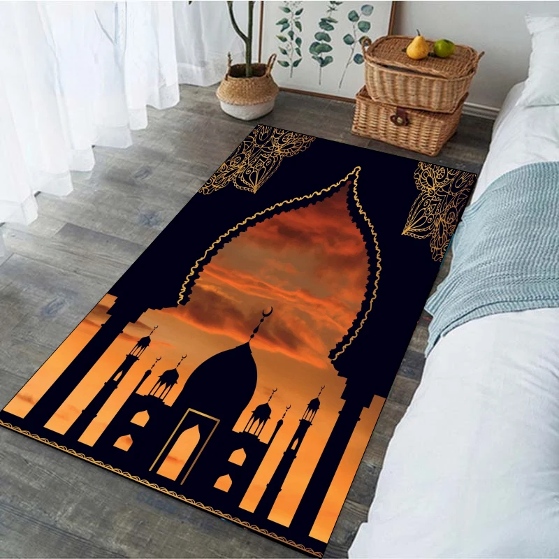 Islam Religious Muslim Ramadan Carpet Home Decoration Living Room Mat Kitchen Bathroom Non-slip Floor Mat Bedroom Bedside Rug