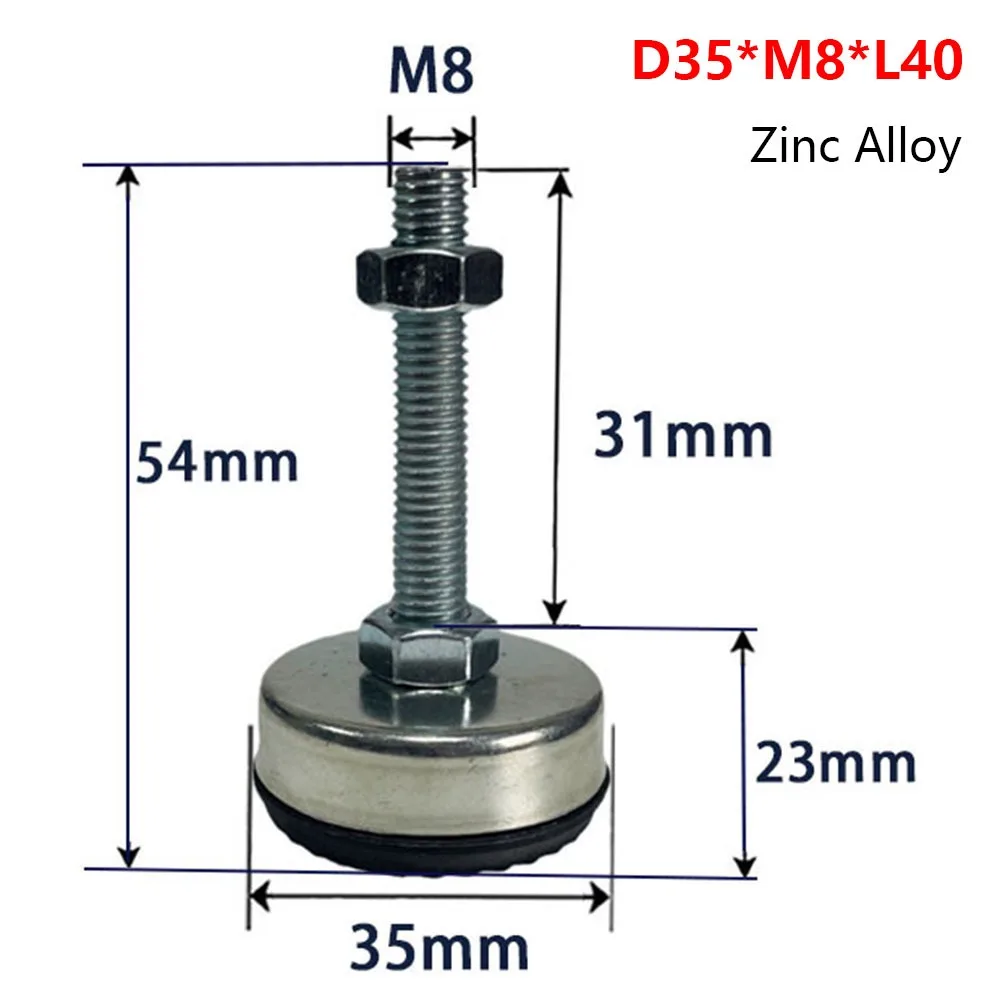 1Pcs M8 M10 M12 M14 Furniture Leveling Foot 304 Stainless Steel Rubber Seat Table Leg Leveler Anti Slip Fixed Adjusting