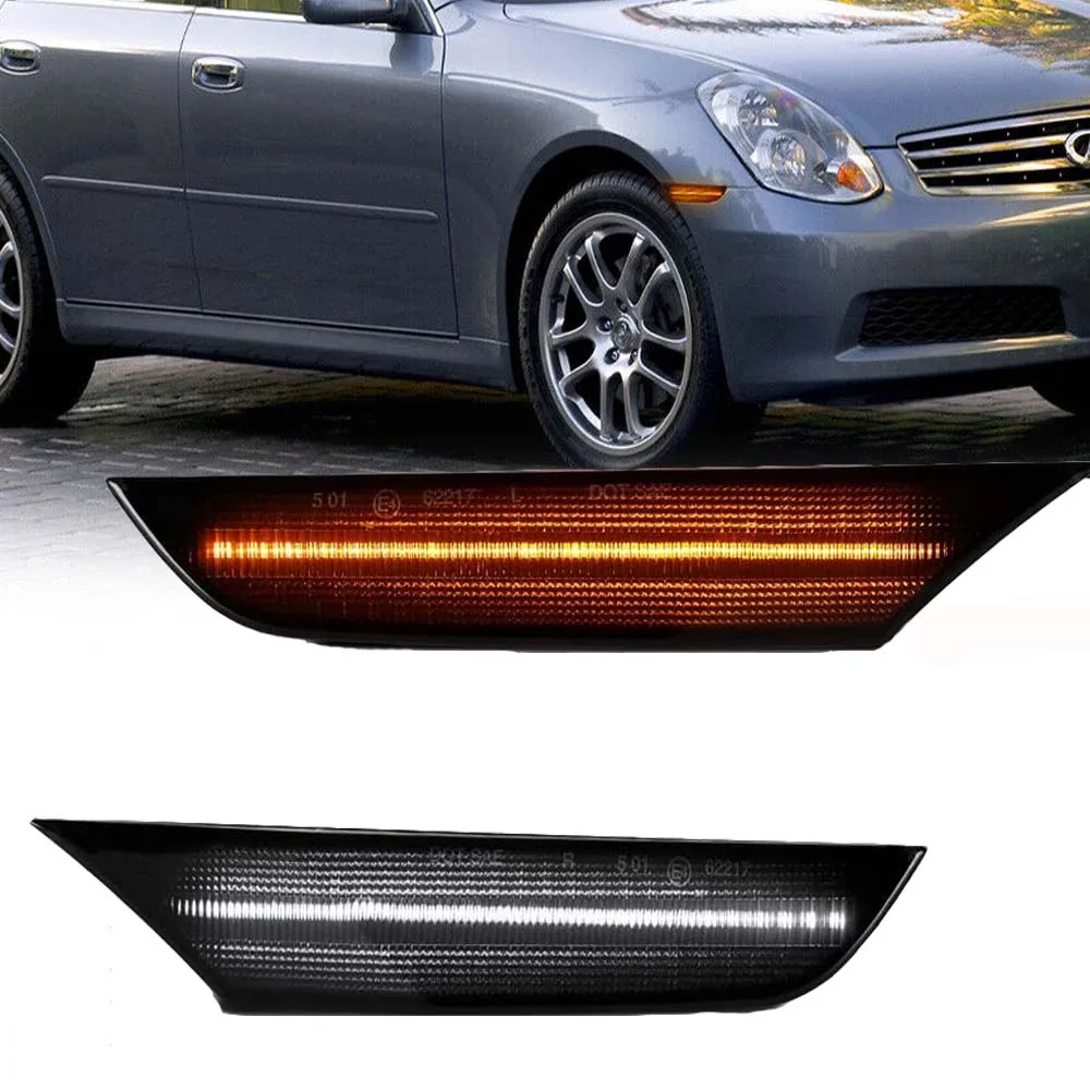 

2pc White or Amber Front Fender LED Side Marker Lamp 2003-2006 For Infiniti G35 4-Door Sedan Base X For Nissan Skyline V35 Sedan