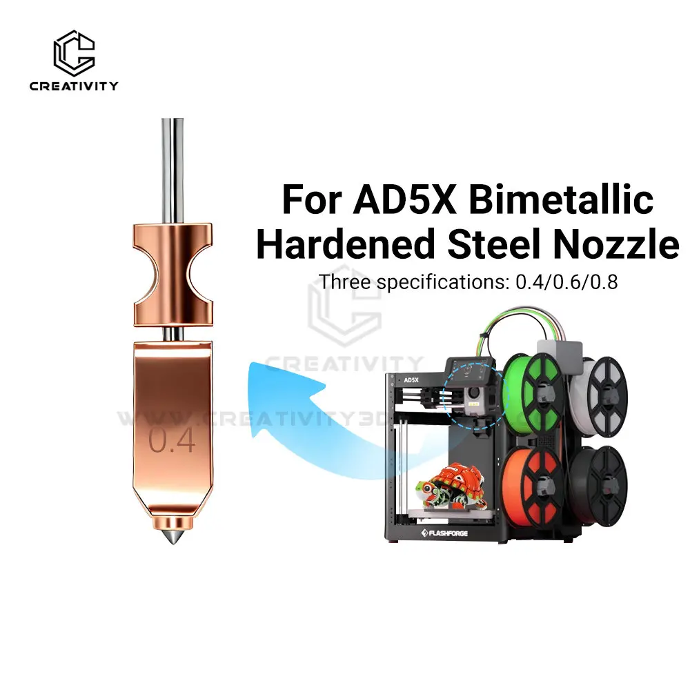 

0.4/0.6/0.8mm Nozzle For FlashForge Ad5x Hardened Nozzle Adverturer Ad5x Flashforge Extruder Hotend 3d Printer Accessories