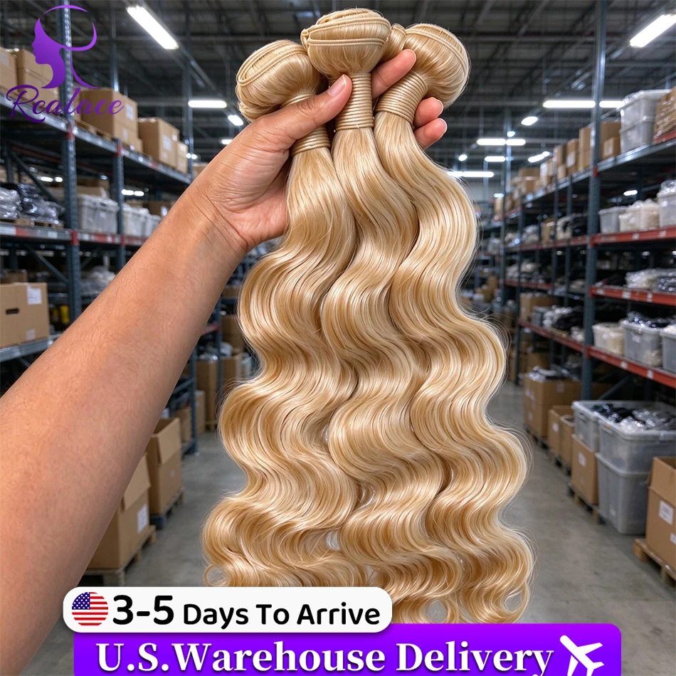 613 Blonde Body Wave Bundles Human Hair Remy Brazilian 1/3/4 Human Hair Bundles Deal Human Hair Extensions Unprocessed Virgin Vietnamese Bundles 24 26 28 30 Inch